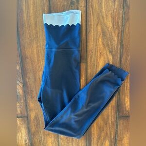 Like New Aerie Navy Blue Leggings with Scallop Trim